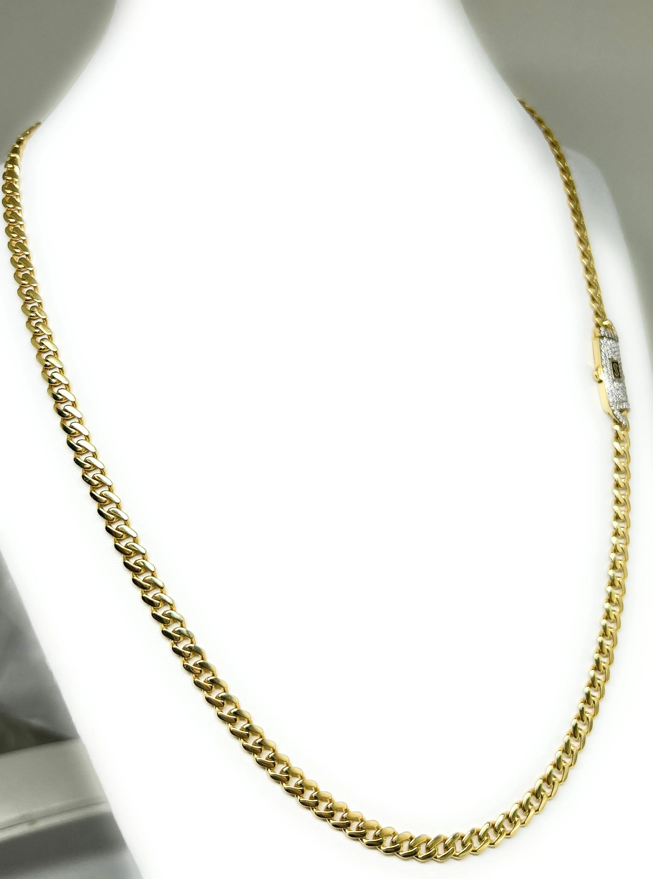 10k Solid Gold Monaco Miami Cuban Link Chain 18-24 inches 5mm SWAROVSKI CZ Lock (Semi-Hollow) 10-14g