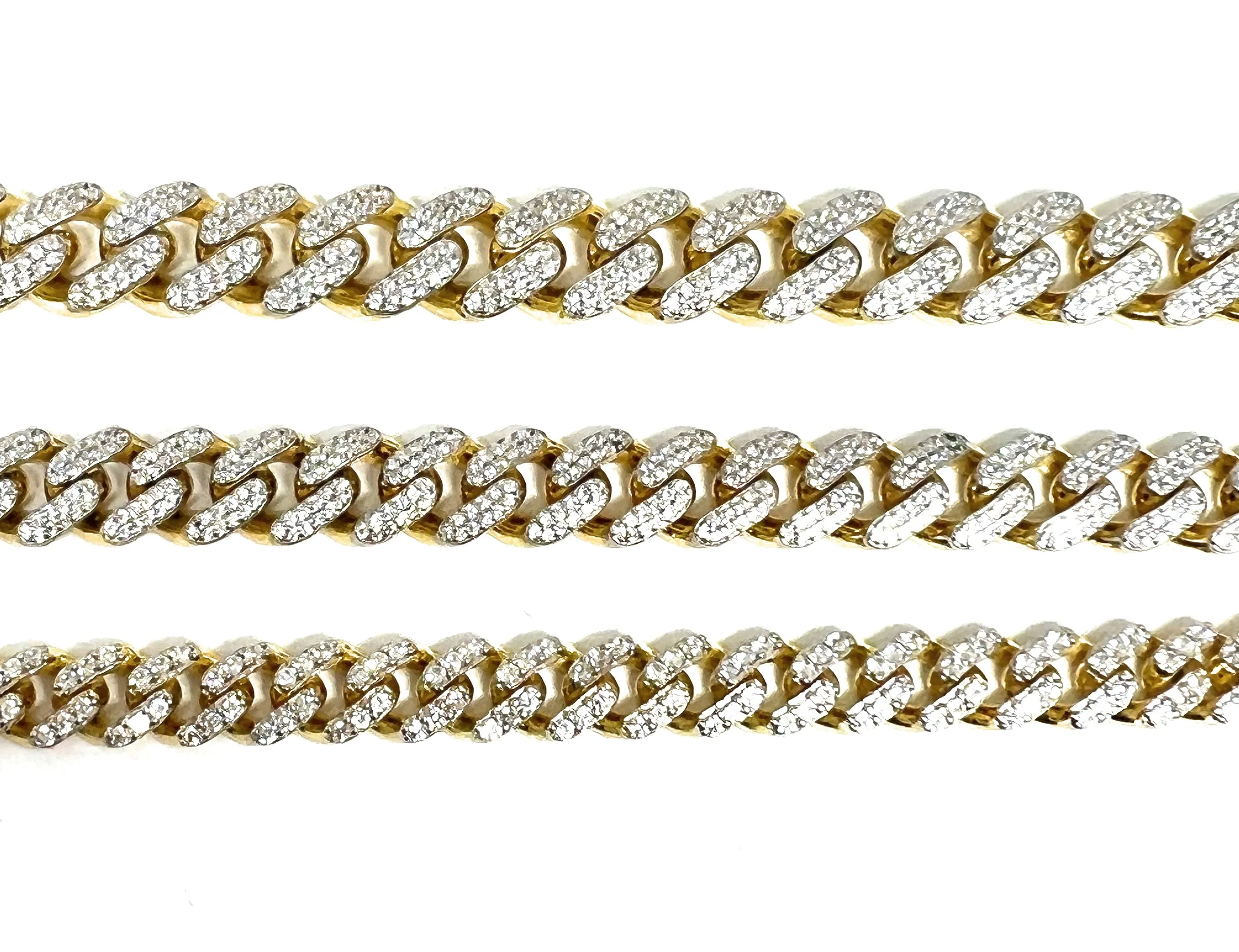 10k Solid Gold Monaco SWAROVSKI CZ Miami Cuban Link Brracelet 8-8.5 inches 8,9.5,11mm (Semi-Hollow) (13-22g)