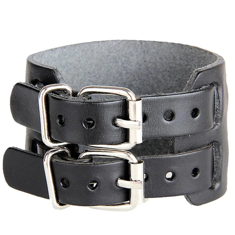 1pc Leather Bracelet Fashion Vintage Bangle Leather Wristband Retro Wristband Cuff Kids Boys Men Women (black)