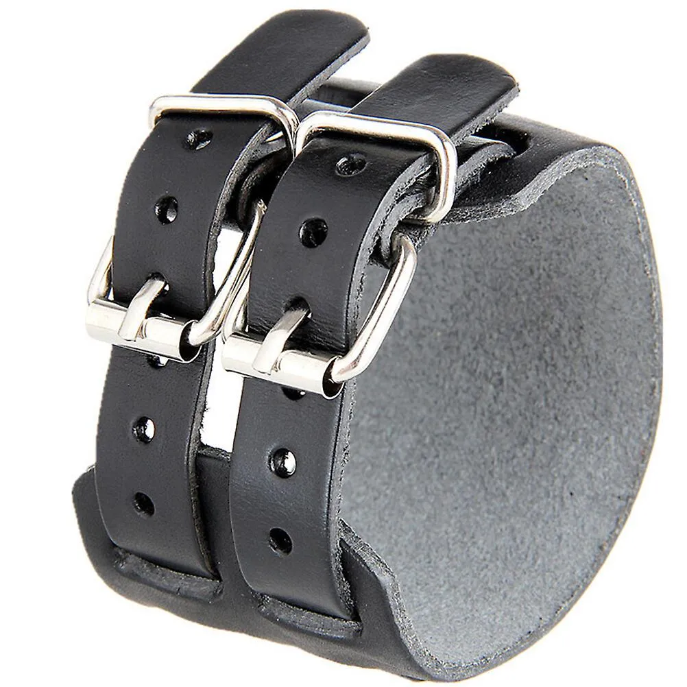 1pc Leather Bracelet Fashion Vintage Bangle Leather Wristband Retro Wristband Cuff Kids Boys Men Women (black)