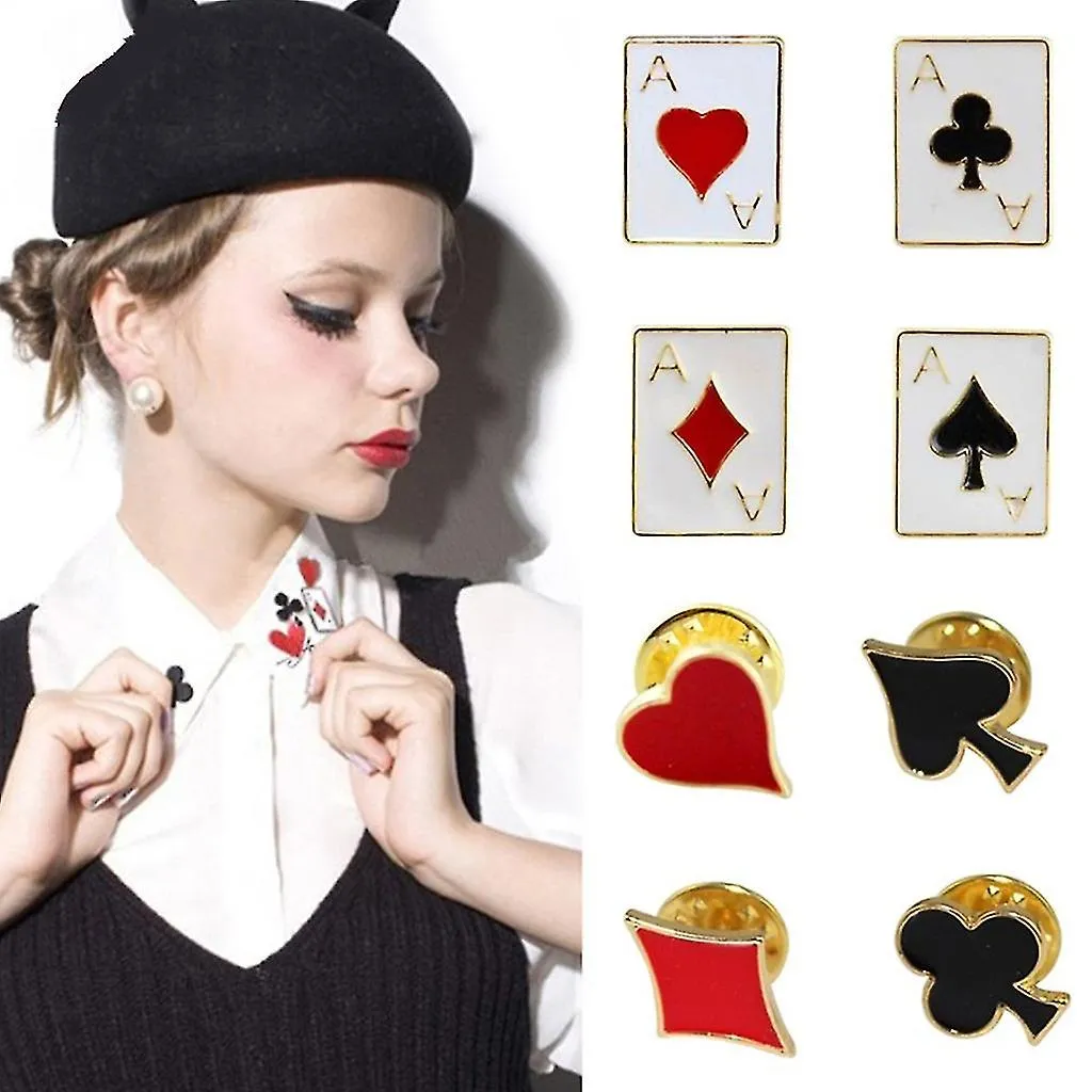 8 Pcs Harajuku Poker Card Brooch Enamel Pin Brooches Hat Shirt Lapel Bag Badge