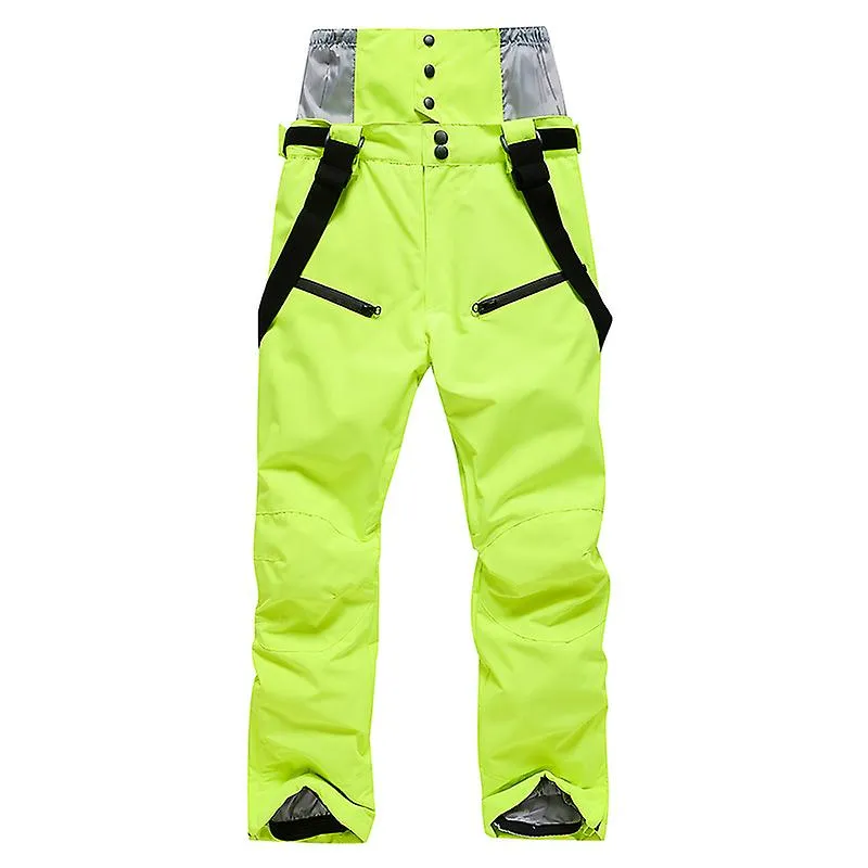 Alpine Ski Pants Men And Women Winter Warm Windproof Snowboard Pants Waterproof Breathable Ski Snow Pants - Fluorescent Green