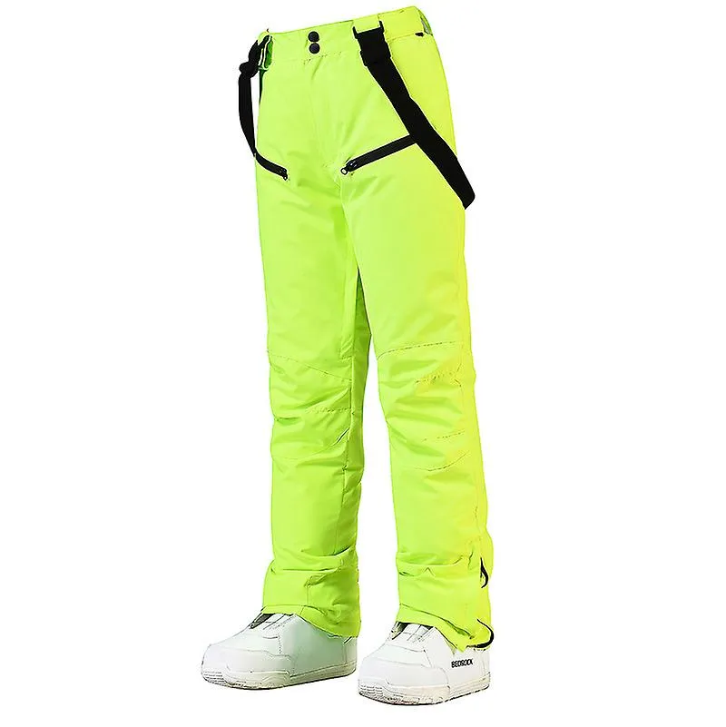 Alpine Ski Pants Men And Women Winter Warm Windproof Snowboard Pants Waterproof Breathable Ski Snow Pants - Fluorescent Green