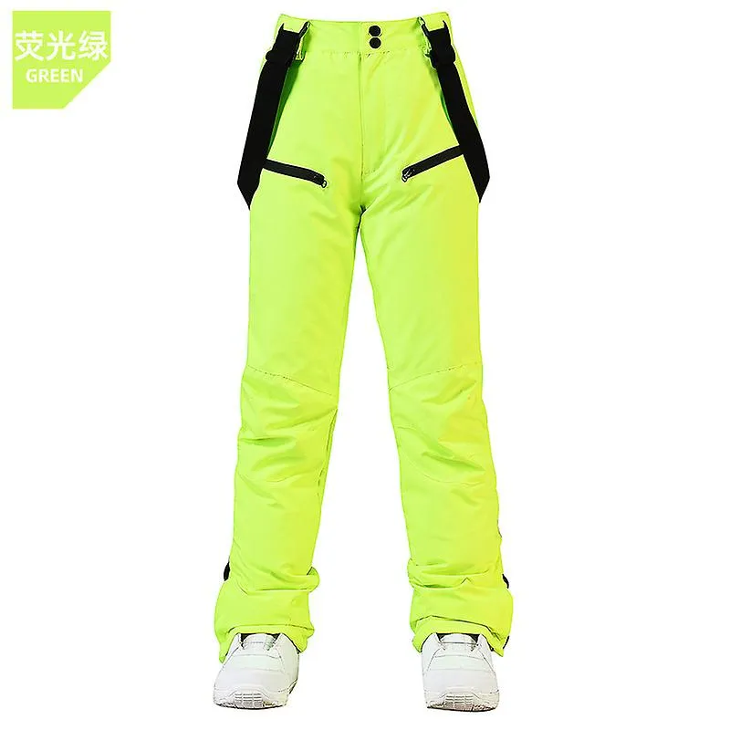 Alpine Ski Pants Men And Women Winter Warm Windproof Snowboard Pants Waterproof Breathable Ski Snow Pants - Fluorescent Green