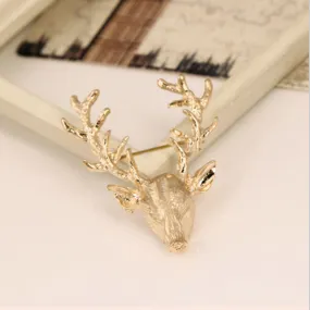 Animal Xmas Popular Brooches Styling Jewelry S Cute Gold Plated Deer Antlers Head Pin Brooches SM6