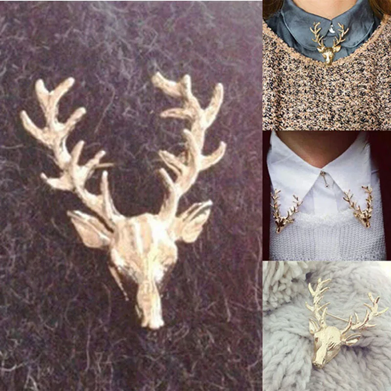 Animal Xmas Popular Brooches Styling Jewelry S Cute Gold Plated Deer Antlers Head Pin Brooches SM6