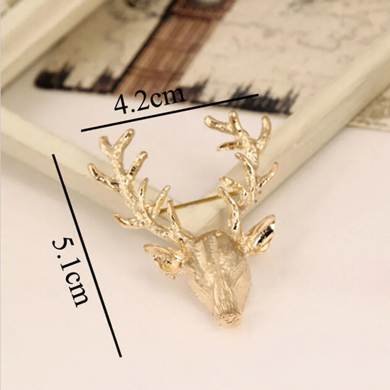 Animal Xmas Popular Brooches Styling Jewelry S Cute Gold Plated Deer Antlers Head Pin Brooches SM6