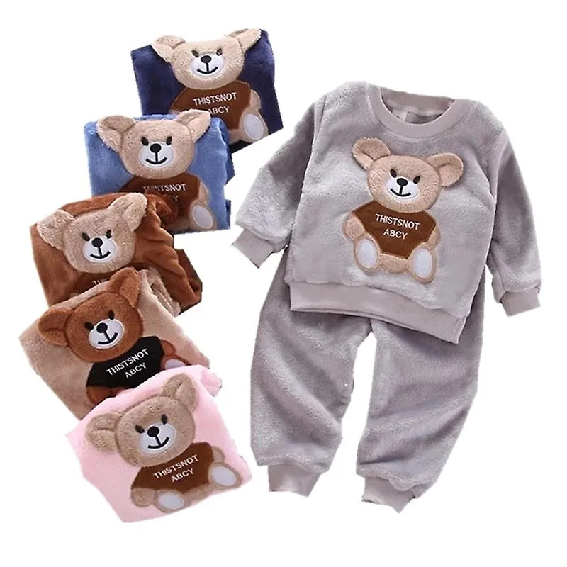 Autumn Winter Flannel Pajamas Newborn Clothes Baby Kid Clothes Set For Kids Clothing Toddler Plush Suit Casual Kids Homewear