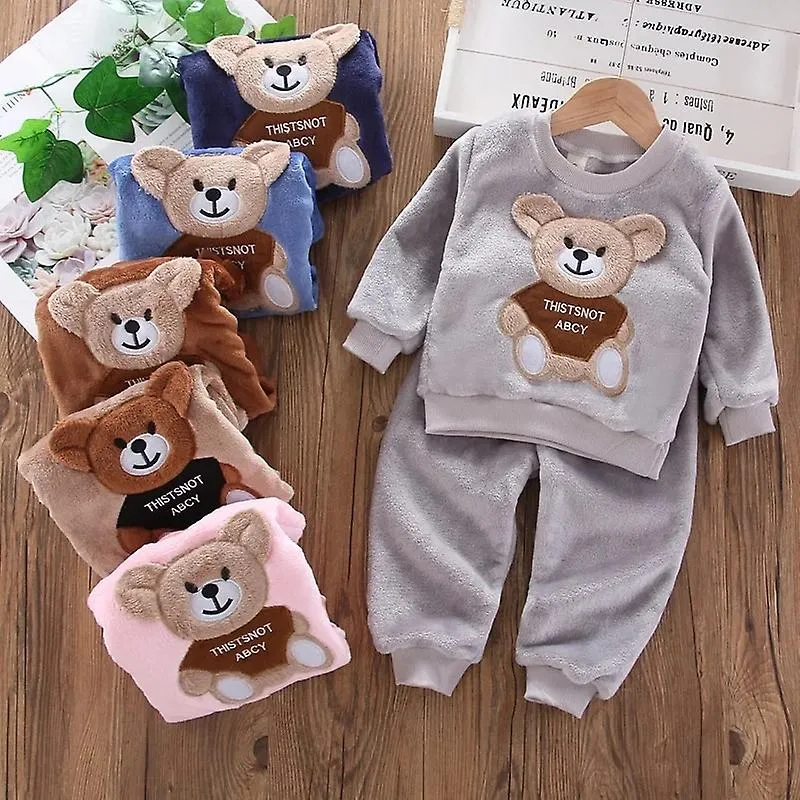 Autumn Winter Flannel Pajamas Newborn Clothes Baby Kid Clothes Set For Kids Clothing Toddler Plush Suit Casual Kids Homewear