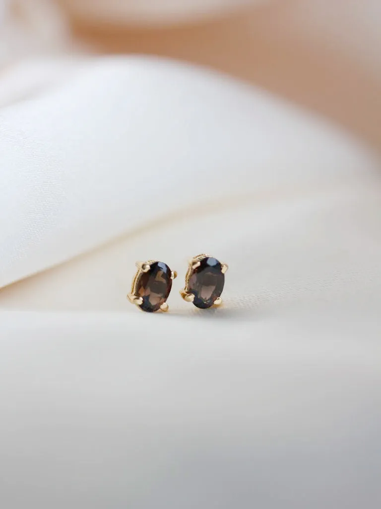 Ava Studs in Smokey Quartz