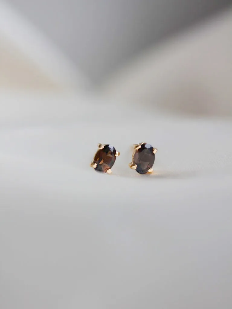 Ava Studs in Smokey Quartz