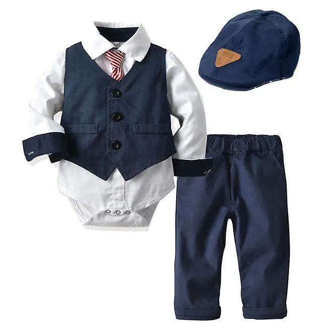 Baby Suits Newborn Boy Clothes Romper + Vest + Hat Formal Clothing Outfit