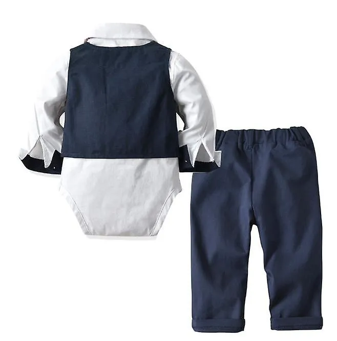 Baby Suits Newborn Boy Clothes Romper + Vest + Hat Formal Clothing Outfit