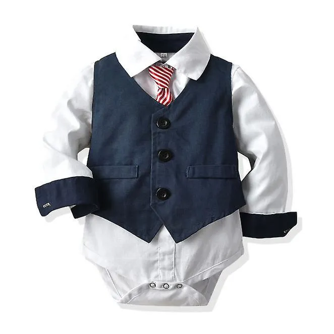 Baby Suits Newborn Boy Clothes Romper + Vest + Hat Formal Clothing Outfit