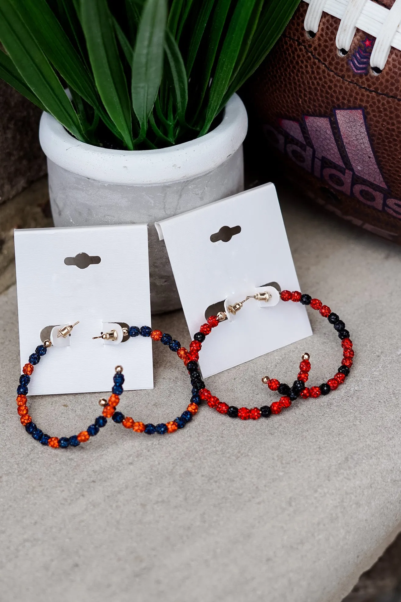 Beaded Hoop Earrings with School Pride