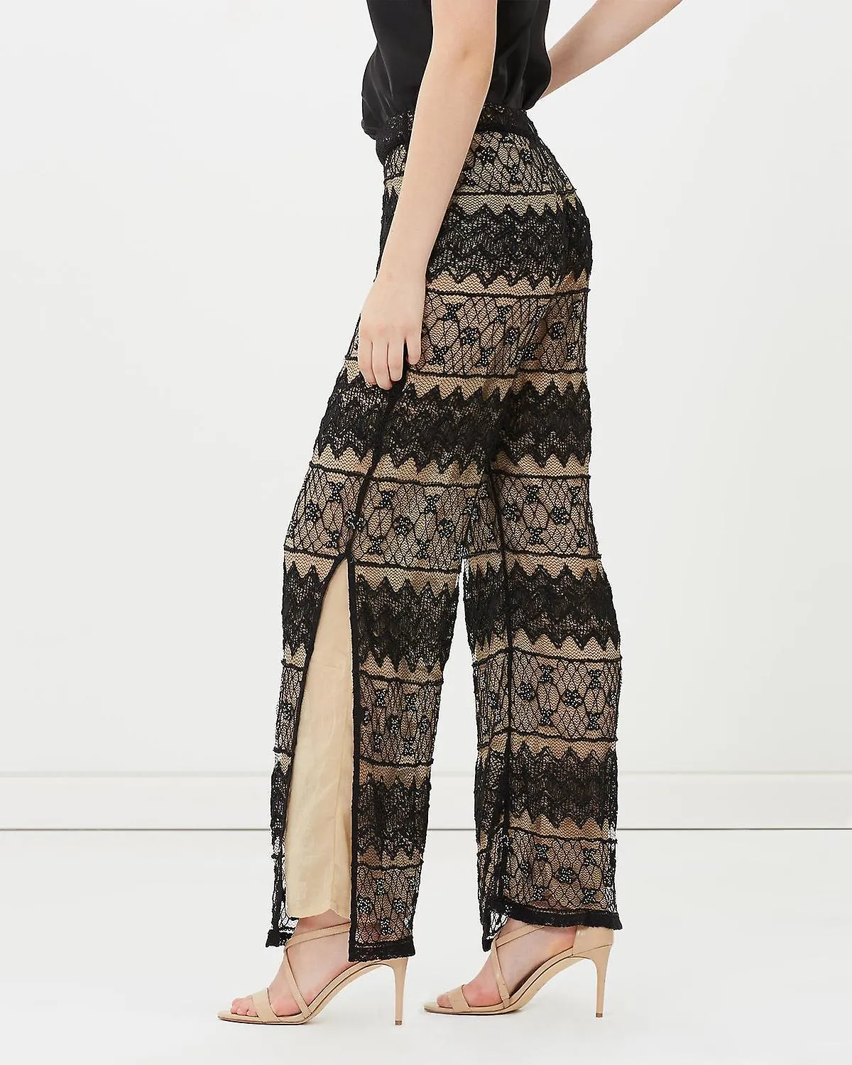 Beaded Lace Flare Pants