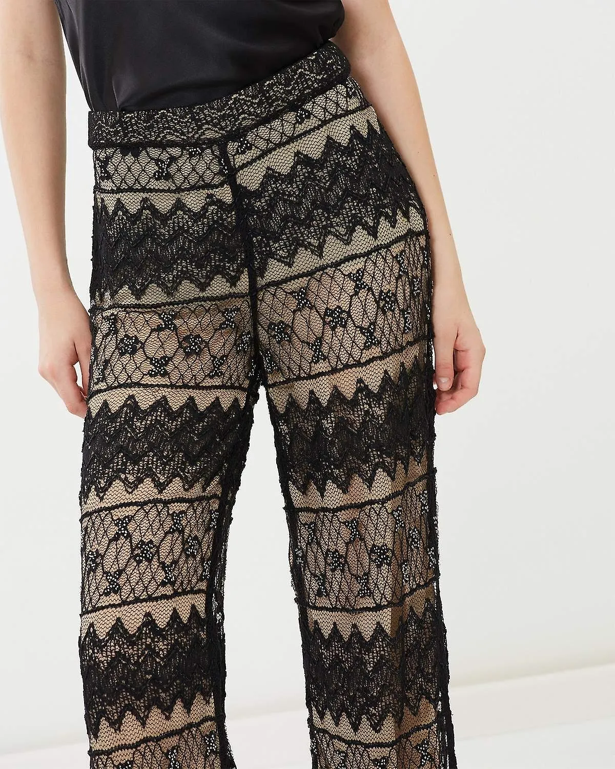 Beaded Lace Flare Pants