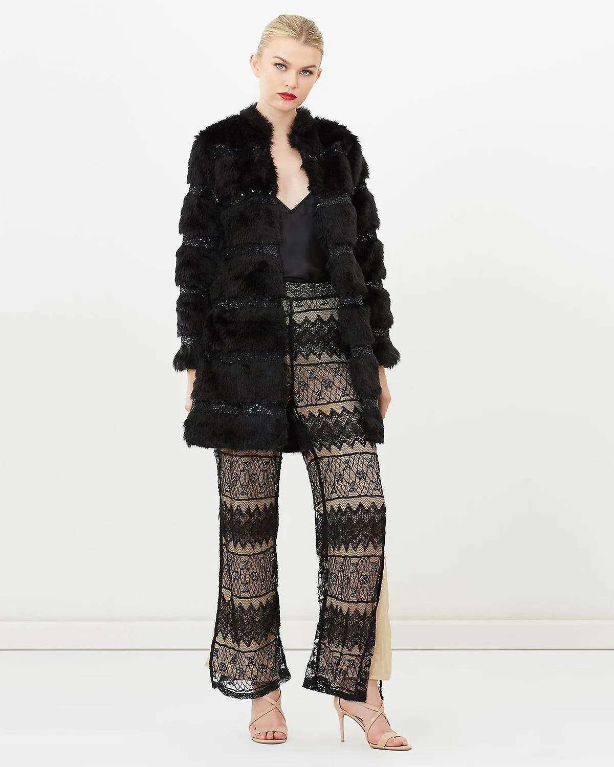 Beaded Lace Flare Pants