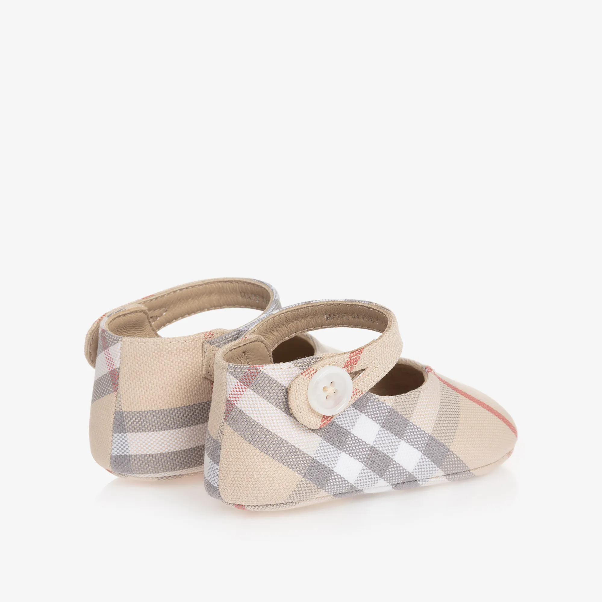 Beige Check Baby Pre-Walker Shoes