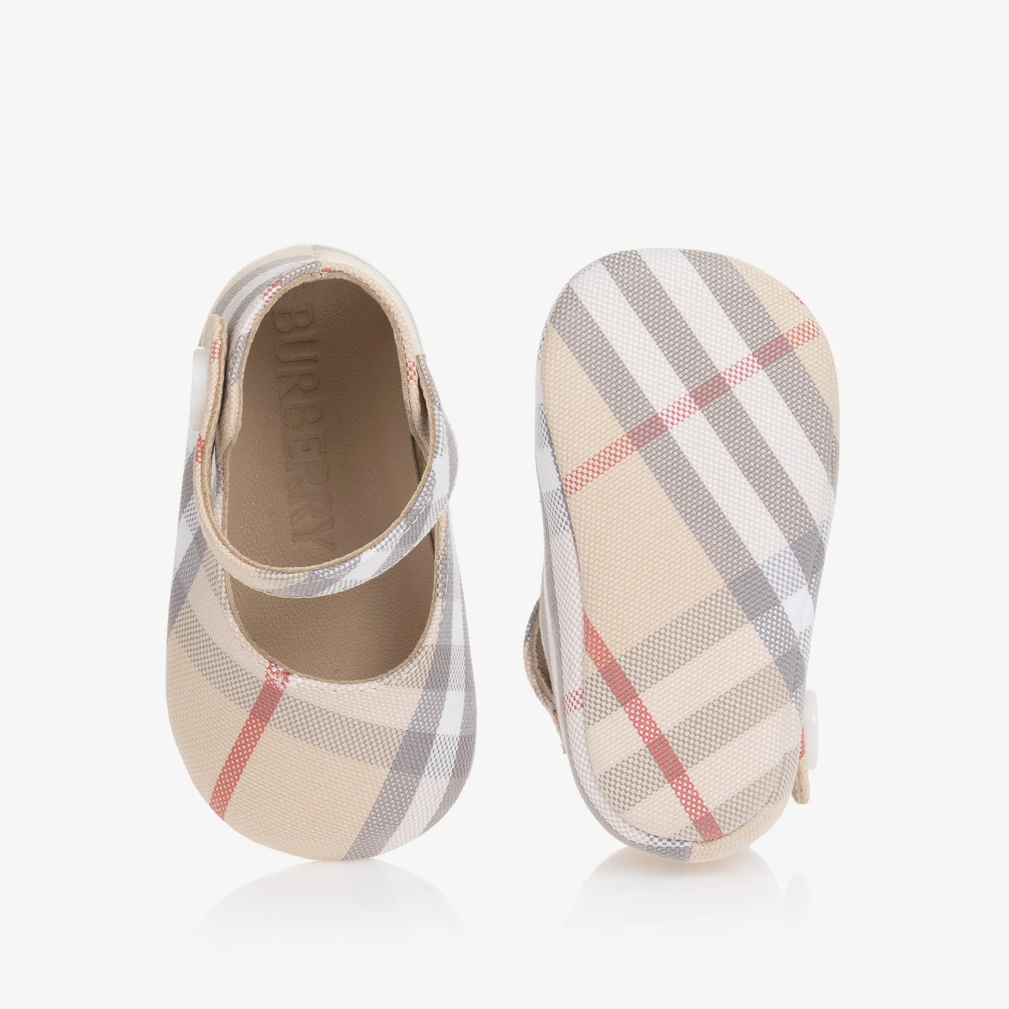 Beige Check Baby Pre-Walker Shoes