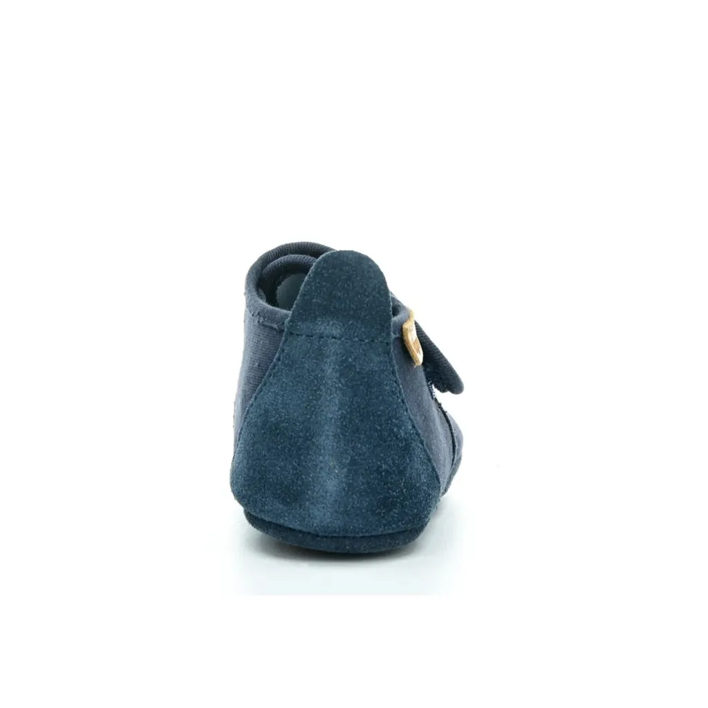 Bisgaard Baby Cotton Navy barefoot shoes