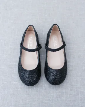 Black Glitter Ballet Flats