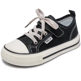 Boy And Girls Low Top Sneaker Lace-up Canvas Kids Toddler Shoes