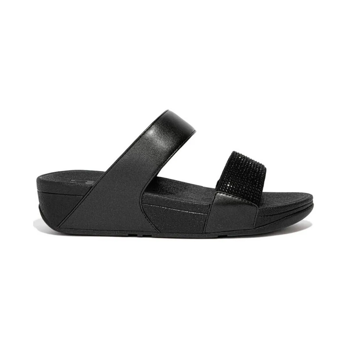 CHANCLA  LULU CRYSTAL EMBELLISHE SLIDES NEGRA