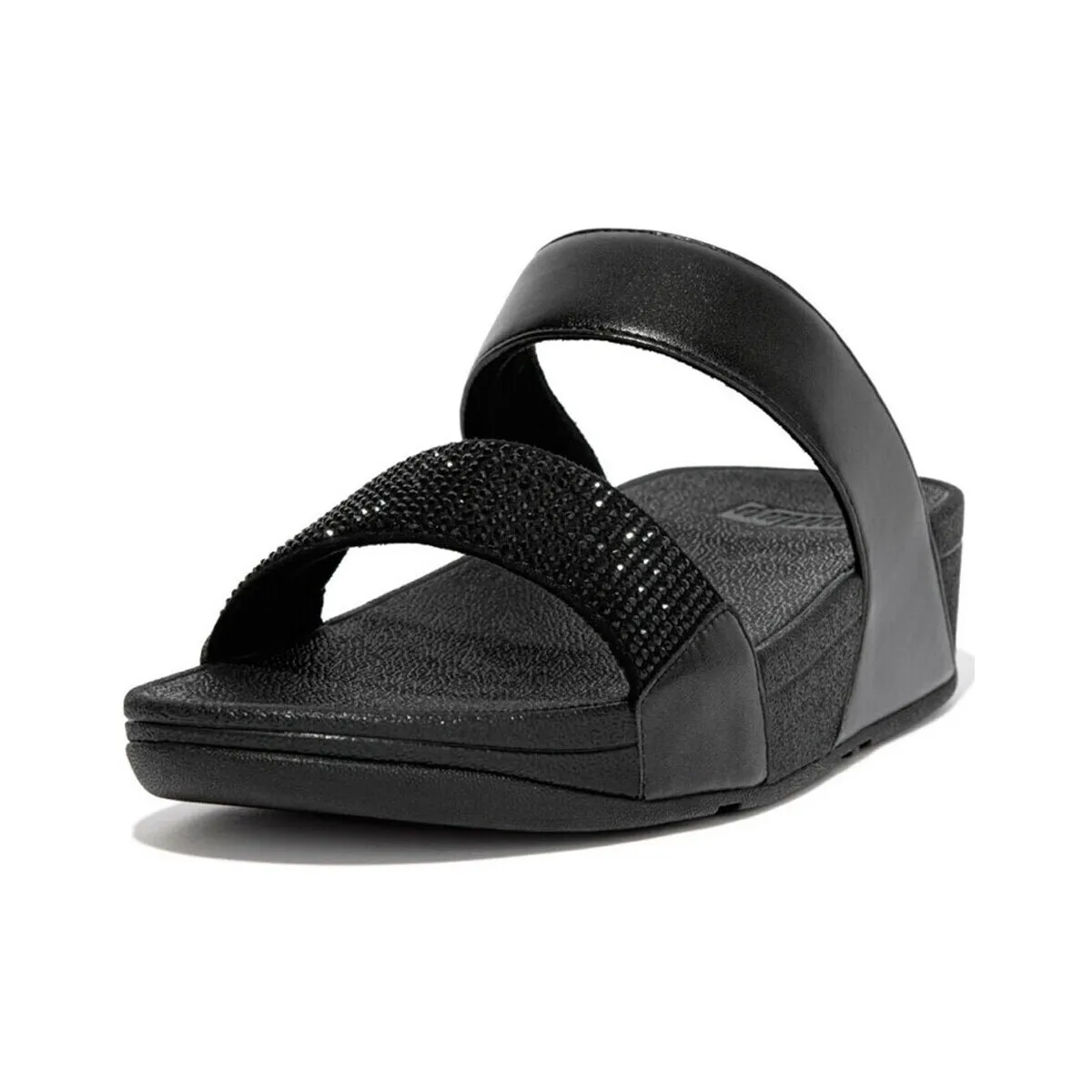 CHANCLA  LULU CRYSTAL EMBELLISHE SLIDES NEGRA