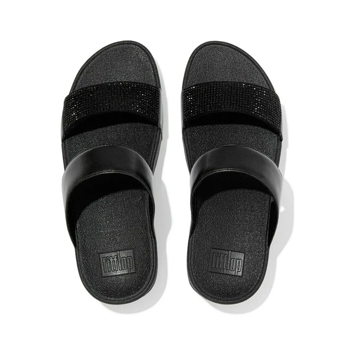 CHANCLA  LULU CRYSTAL EMBELLISHE SLIDES NEGRA