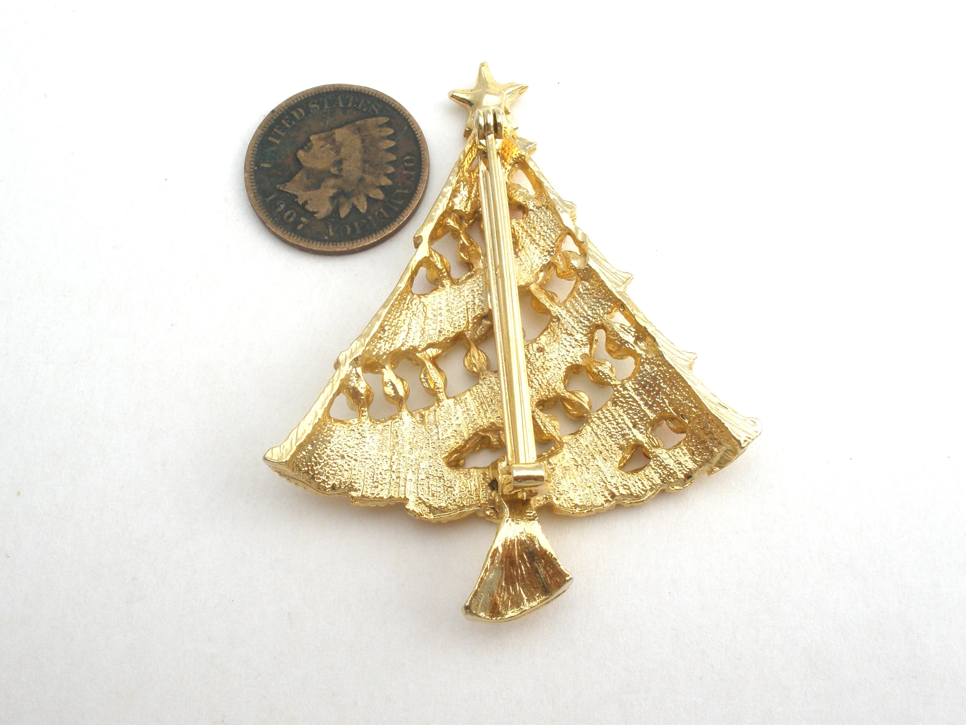 Christmas Tree Pins Lot of 3 Vintage Brooches