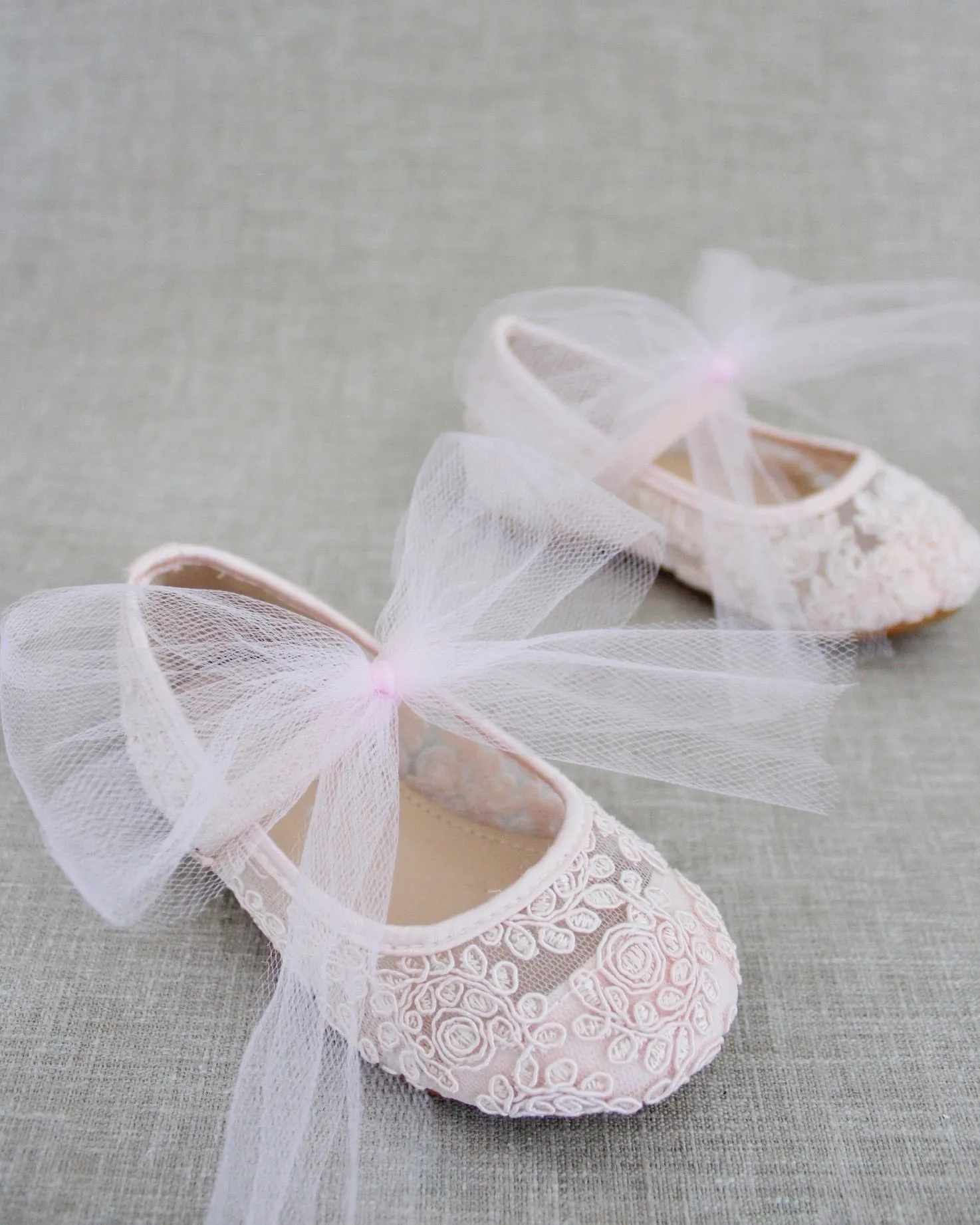 Crochet Lace Mary Jane Flats - Tulle Bow | Cute & Stylish Footwear