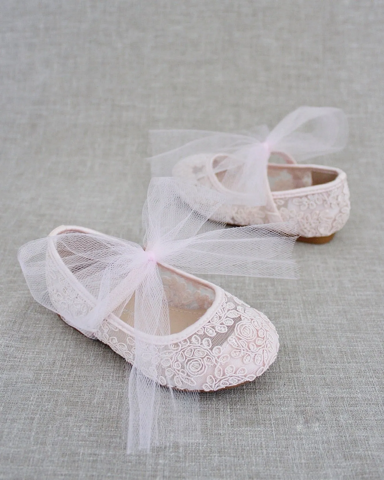 Crochet Lace Mary Jane Flats - Tulle Bow | Cute & Stylish Footwear