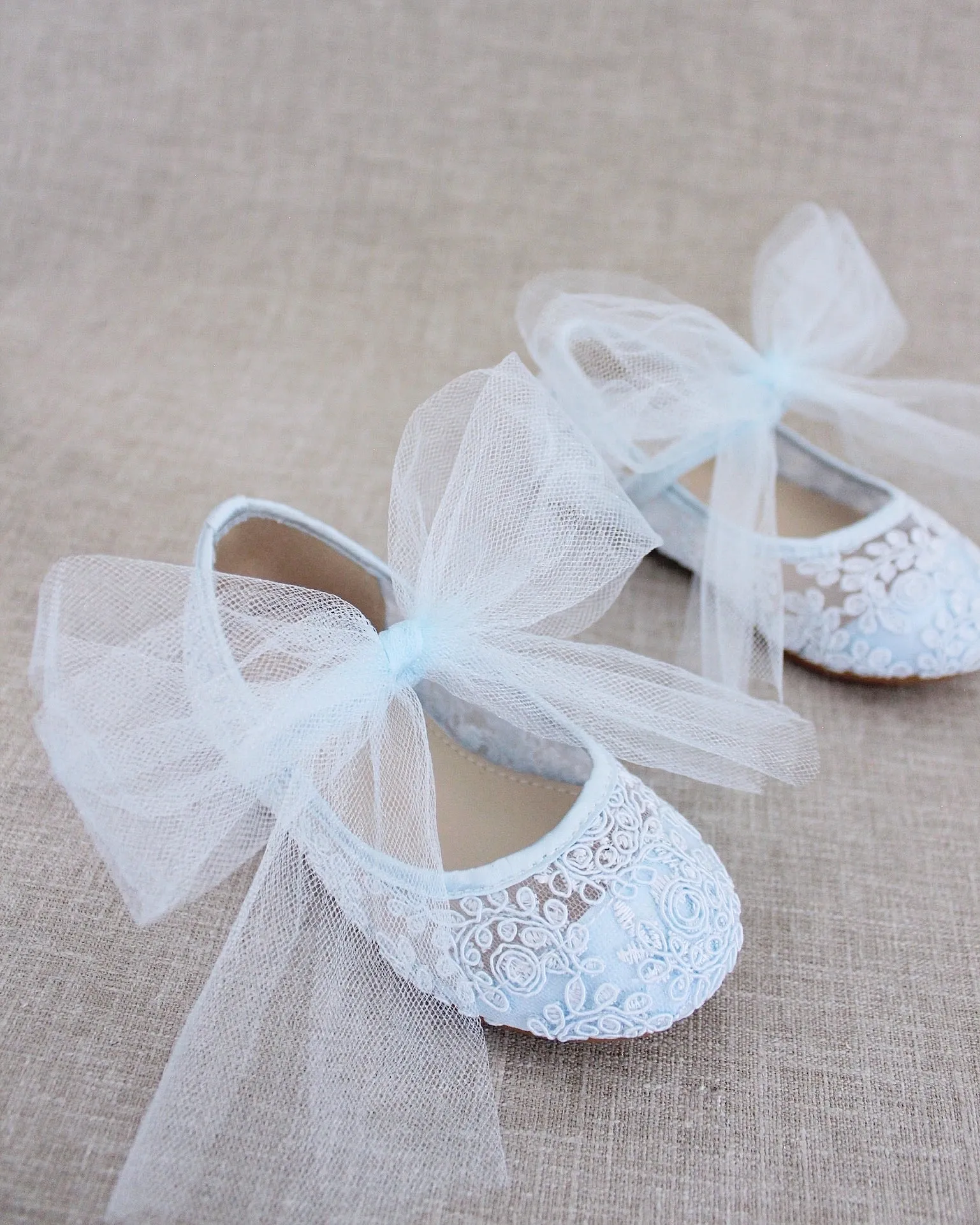 Crochet Lace Mary Jane Flats - Tulle Bow | Cute & Stylish Footwear