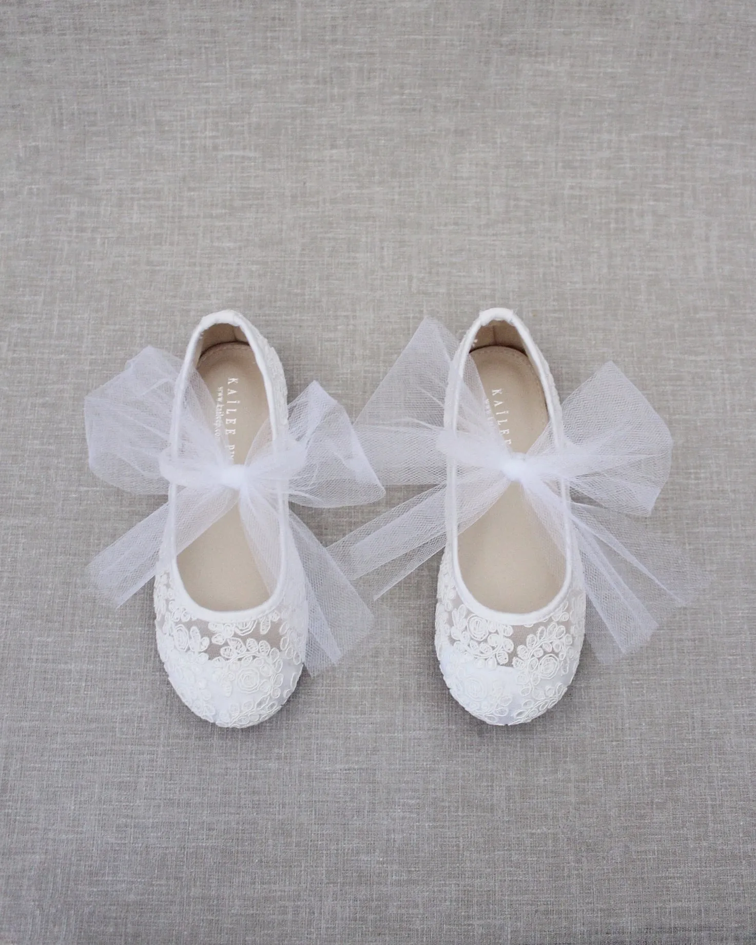 Crochet Lace Mary Jane Flats - Tulle Bow | Cute & Stylish Footwear