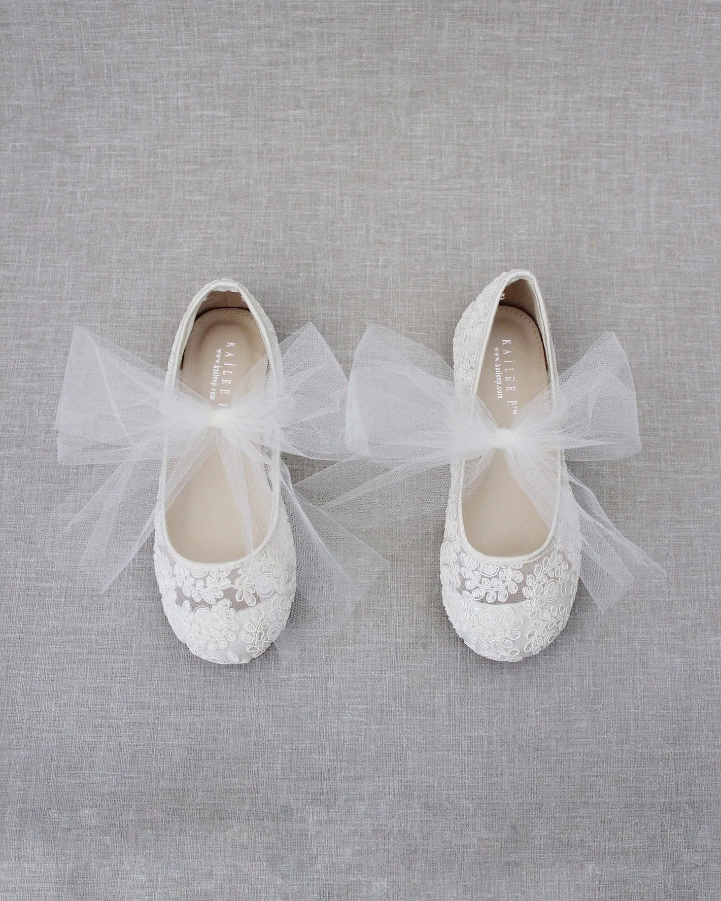 Crochet Lace Mary Jane Flats - Tulle Bow | Cute & Stylish Footwear