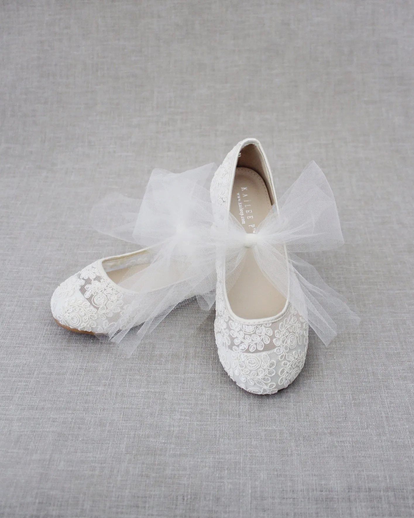 Crochet Lace Mary Jane Flats - Tulle Bow | Cute & Stylish Footwear