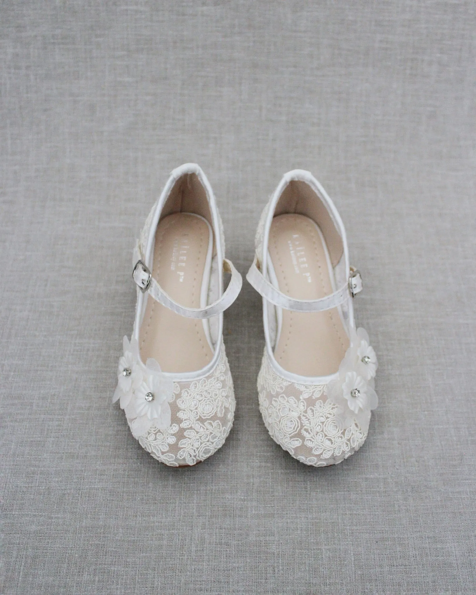 Crochet Lace Mary Jane Heels - Flower Applique