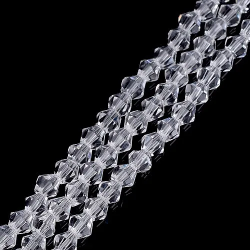 Crystal Glass Beads, Austrian Crystal 5301, Faceted, Bicone, Top Drilled, Clear, 4mm