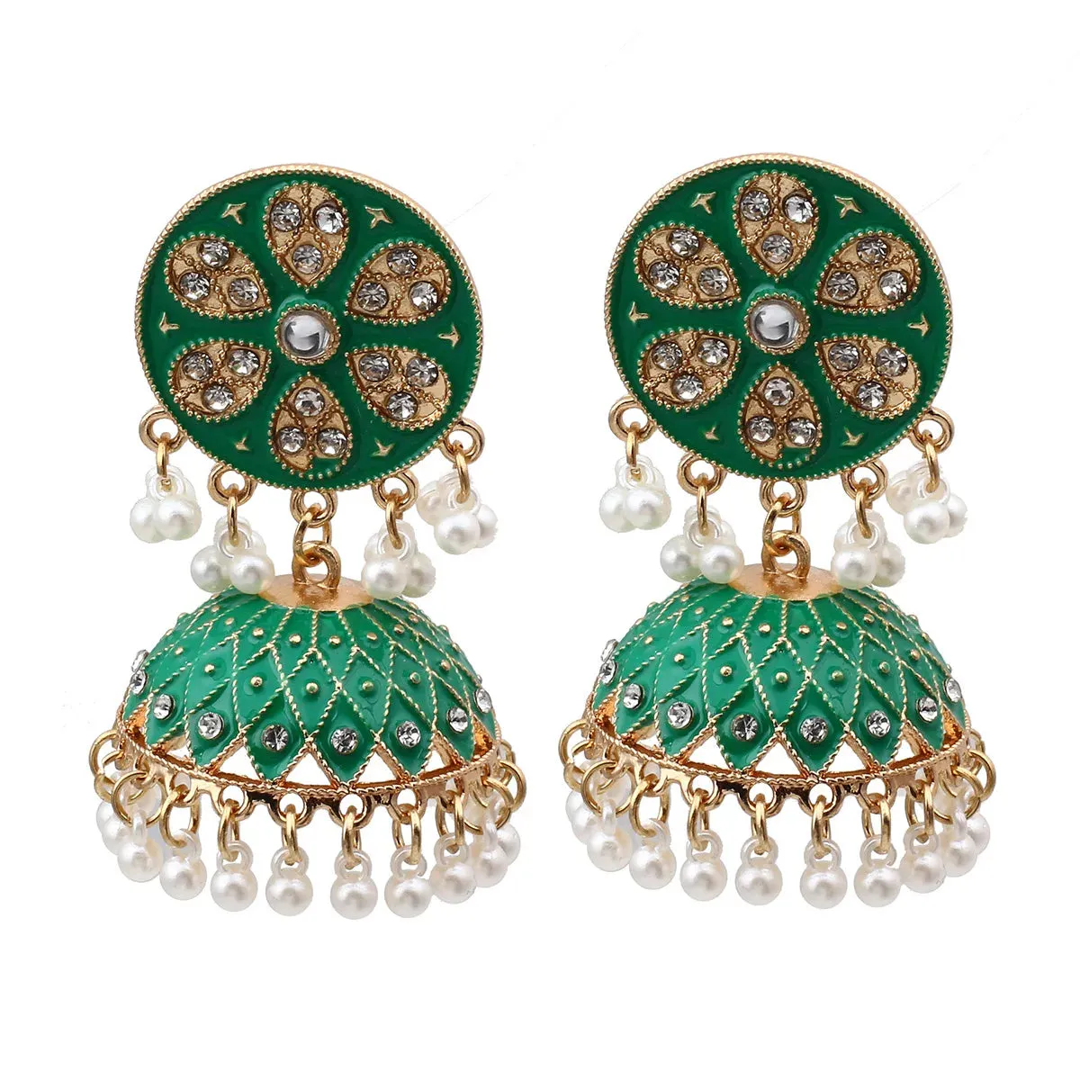 Crystal Jhumka Earrings