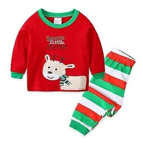 Cute Santa Children Clothing Set Cartoon Print Kids Christmas Costume Casual Cotton Kids Pajamas Suit 1-6 Year Baby Kid Clothes