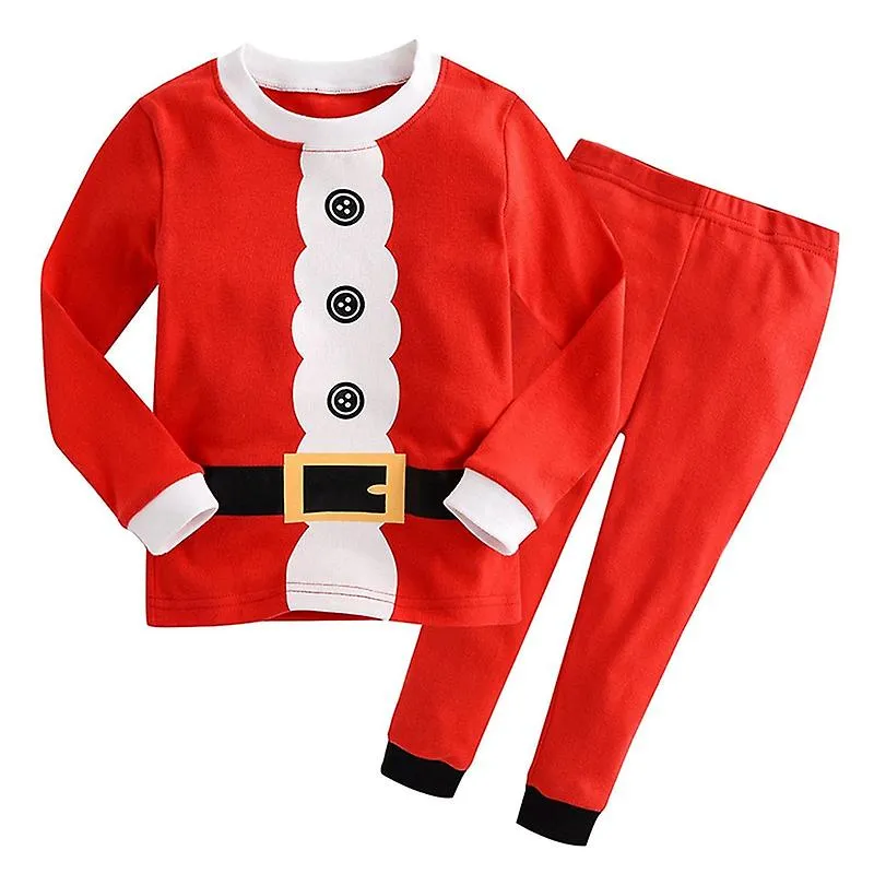 Cute Santa Children Clothing Set Cartoon Print Kids Christmas Costume Casual Cotton Kids Pajamas Suit 1-6 Year Baby Kid Clothes