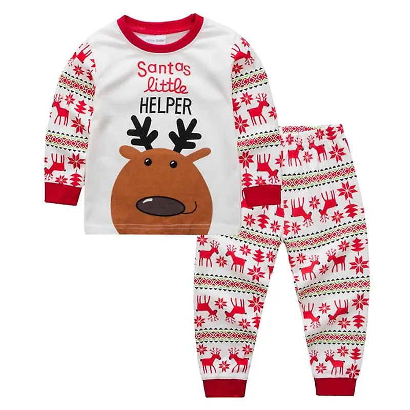 Cute Santa Children Clothing Set Cartoon Print Kids Christmas Costume Casual Cotton Kids Pajamas Suit 1-6 Year Baby Kid Clothes