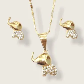 Dd clear crystal elephant set in 18k of gold plated