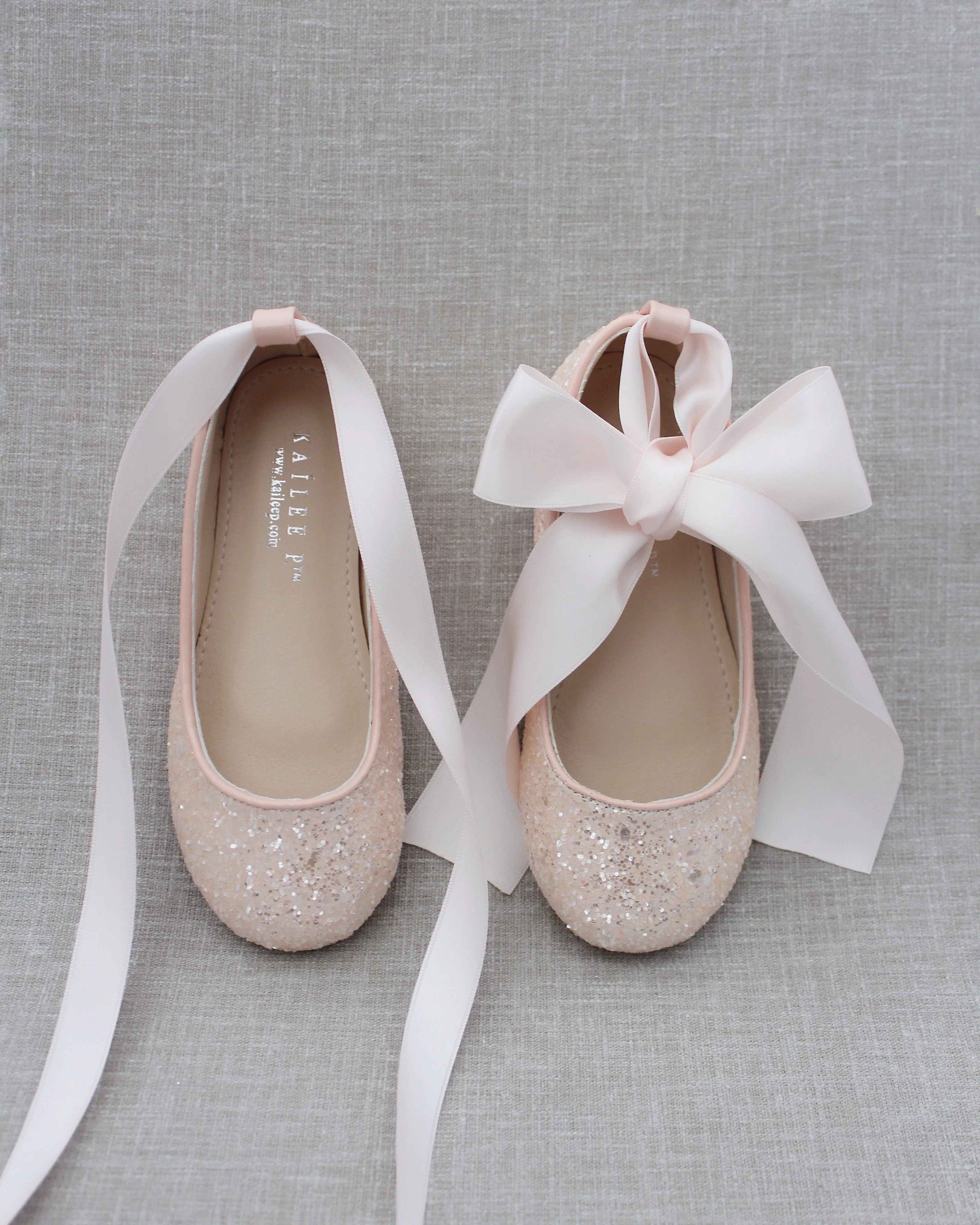 Dusty Pink Ballet Flats with Satin Ankle Strap