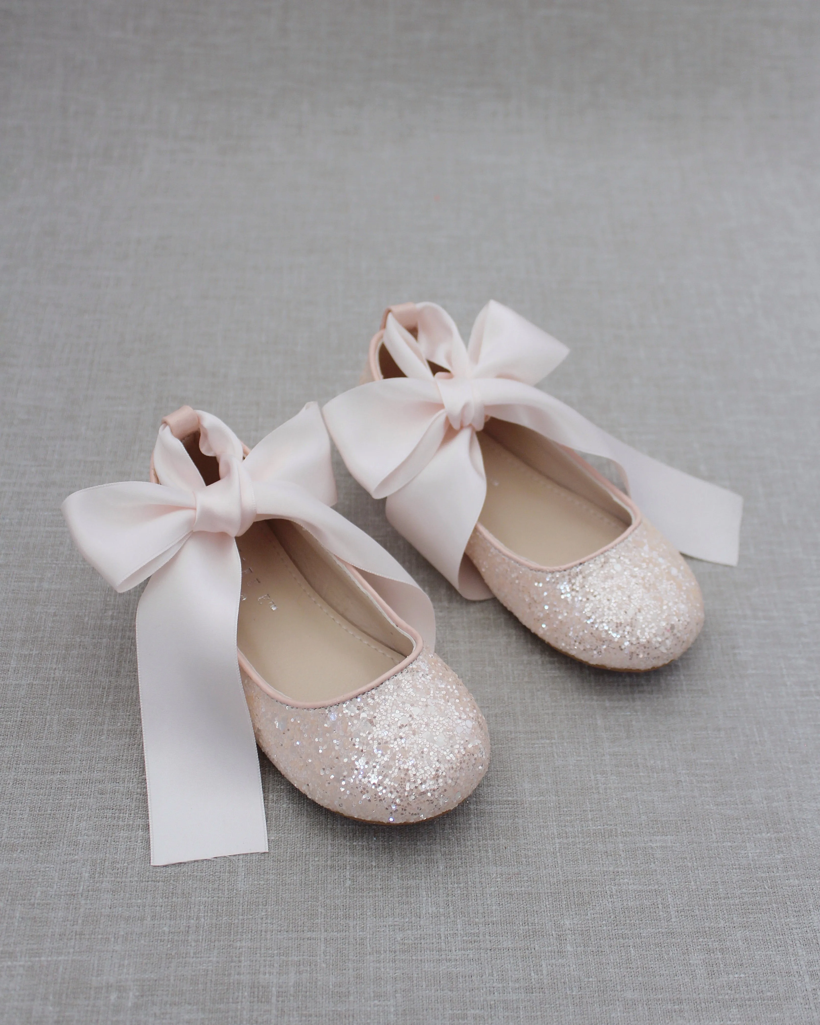 Dusty Pink Ballet Flats with Satin Ankle Strap