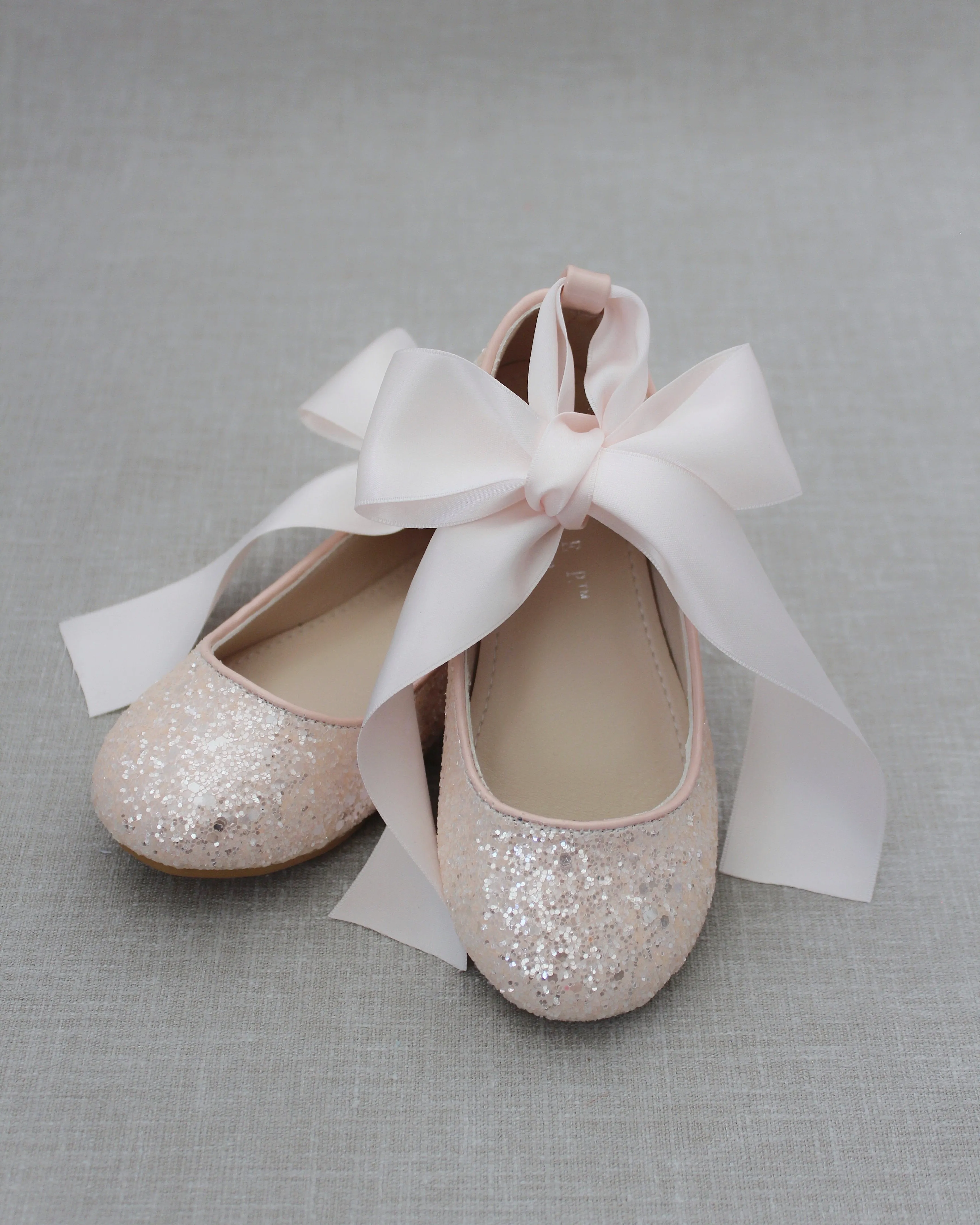 Dusty Pink Ballet Flats with Satin Ankle Strap