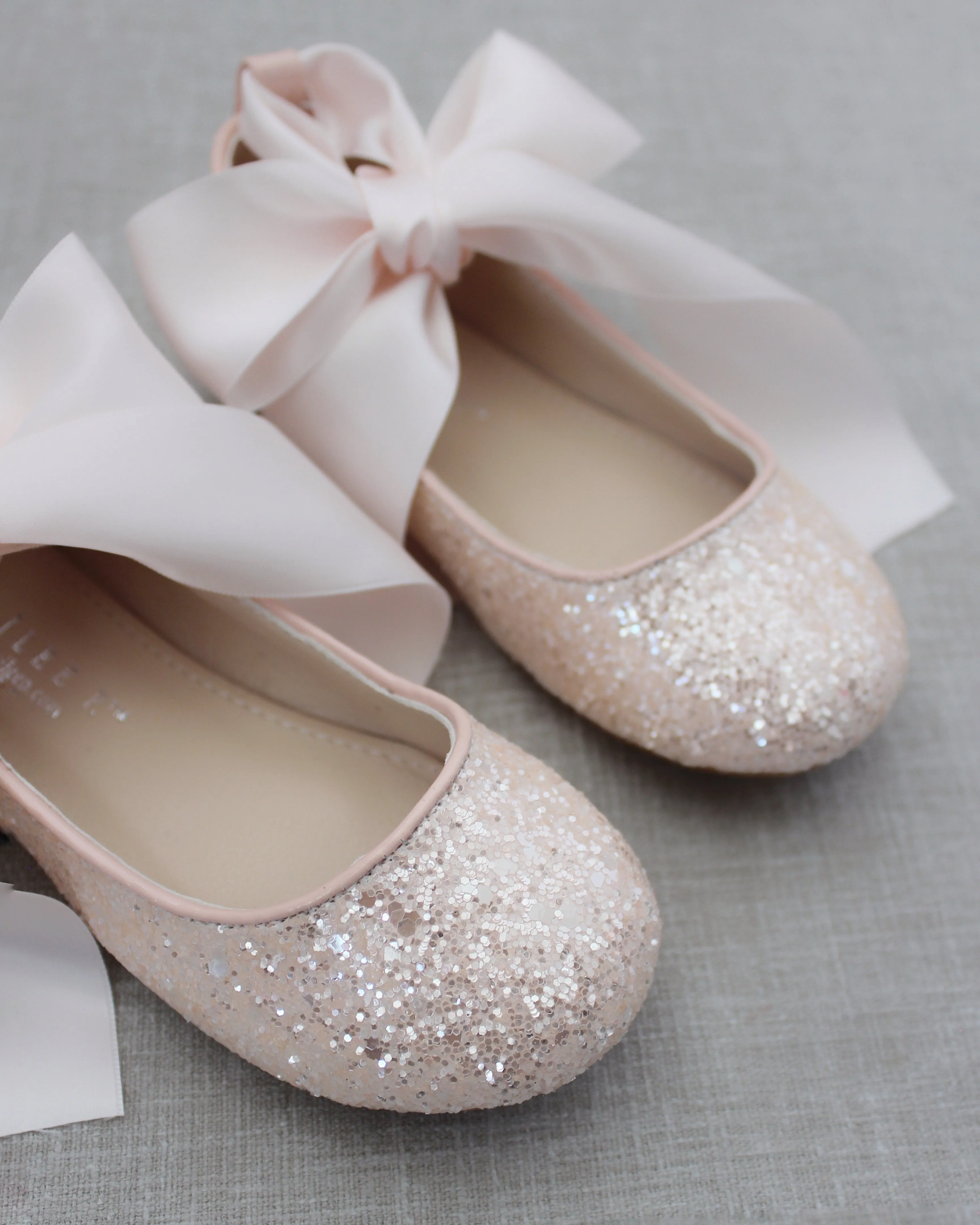 Dusty Pink Ballet Flats with Satin Ankle Strap