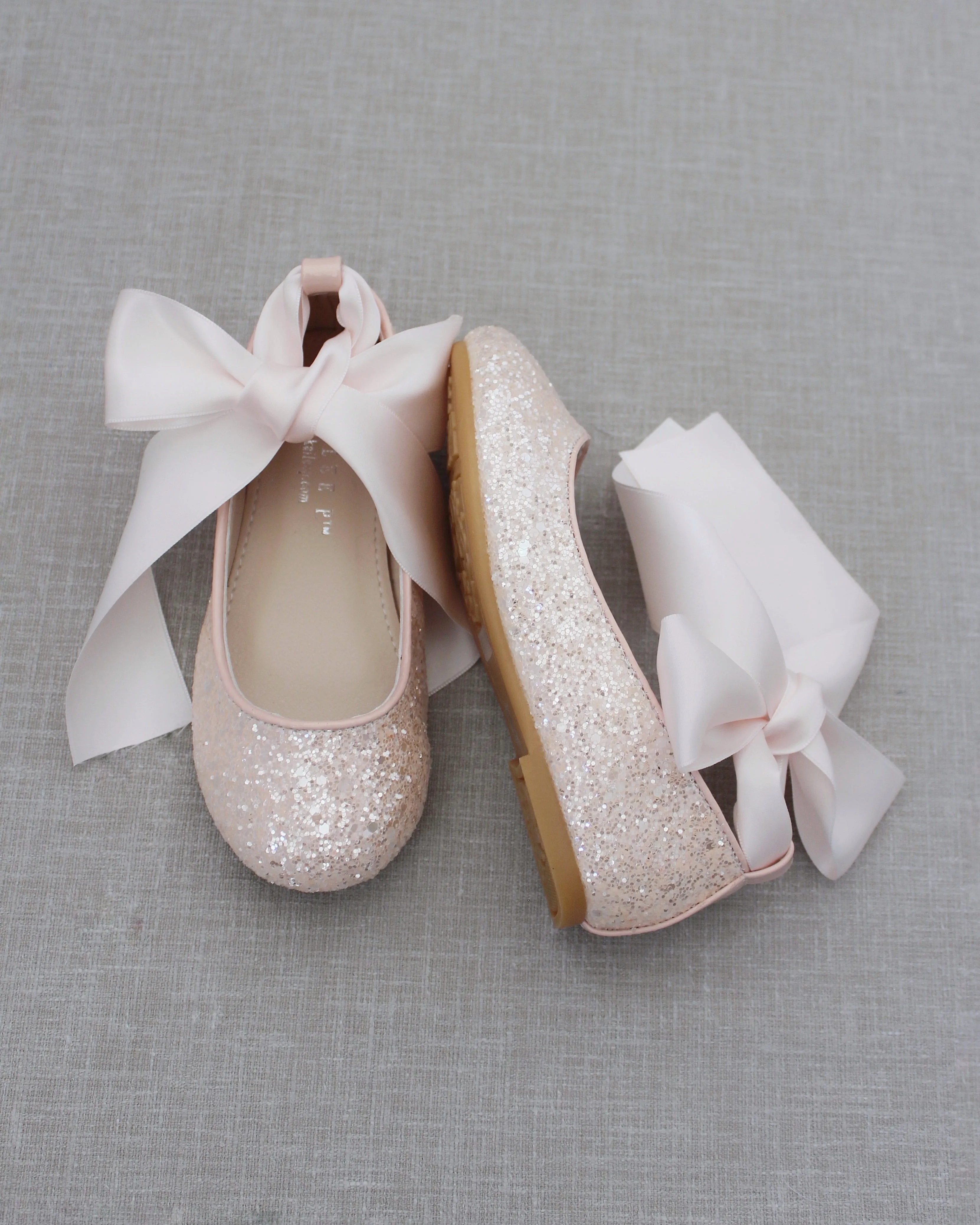 Dusty Pink Ballet Flats with Satin Ankle Strap