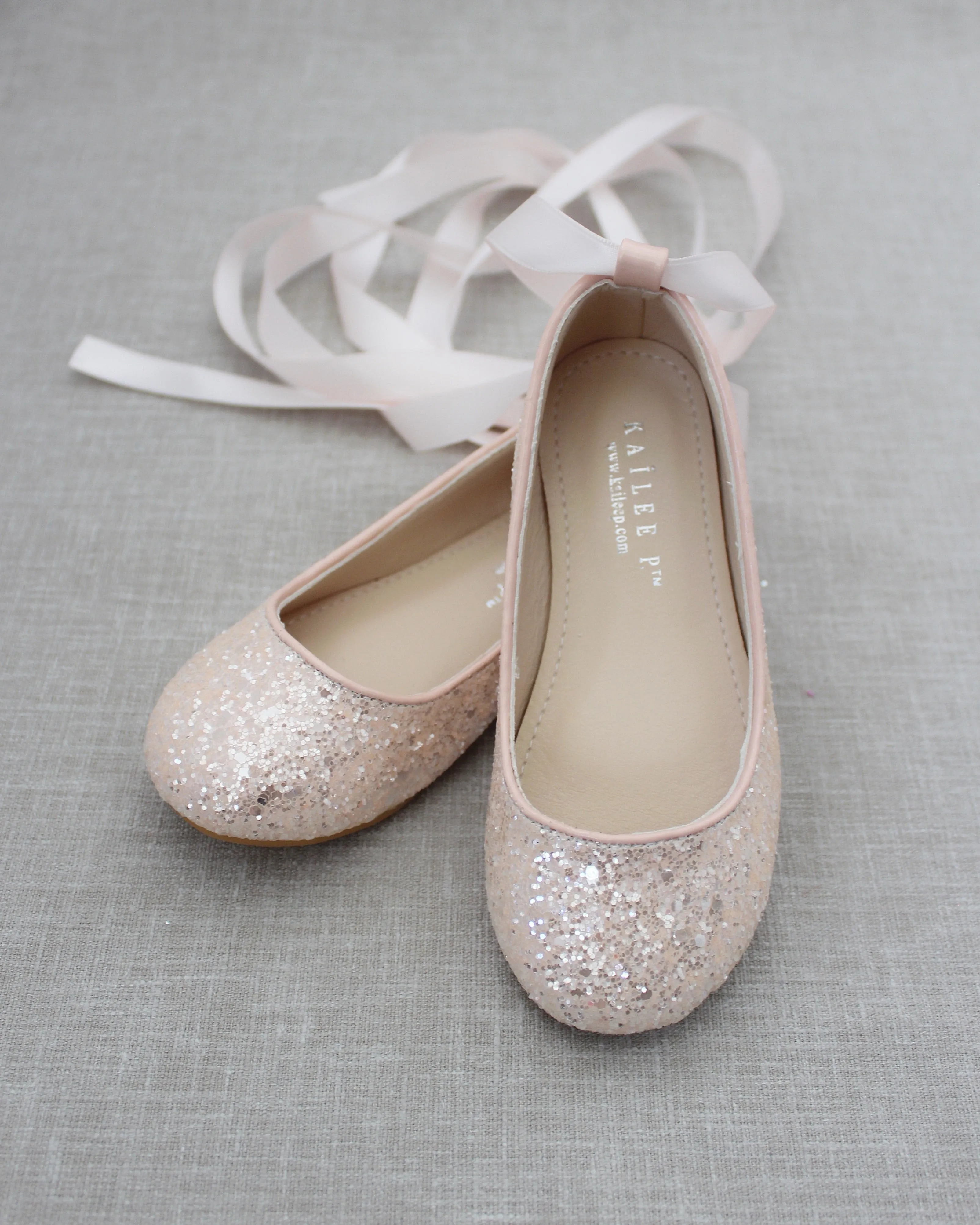 Dusty Pink Ballet Flats with Satin Ankle Strap